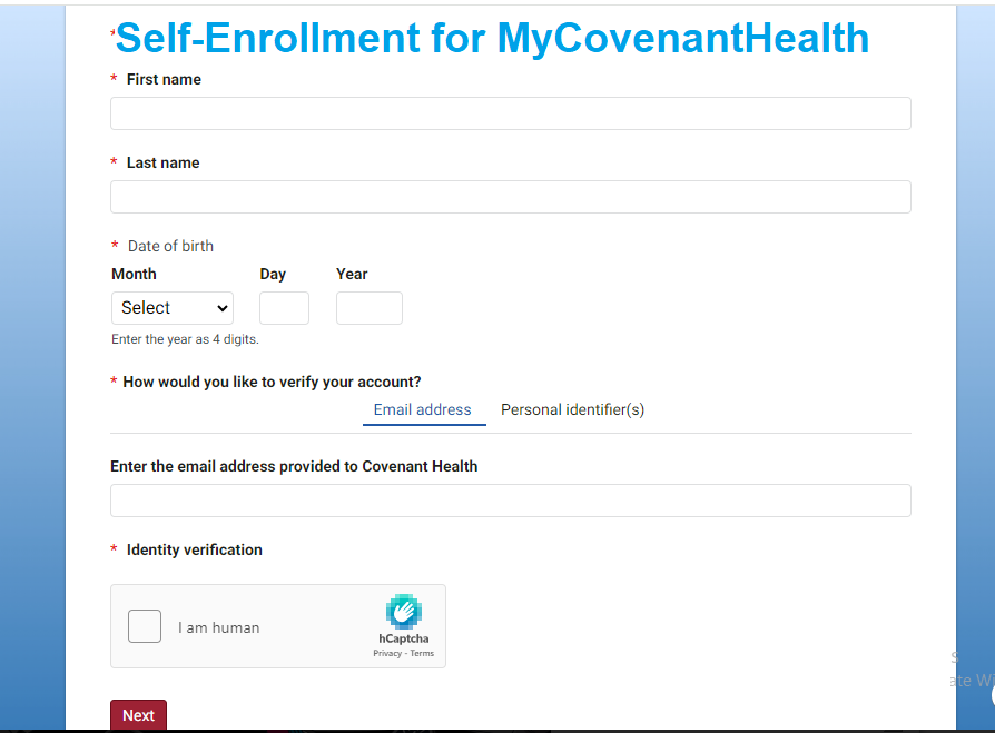 MyCovenantHealth SignUp